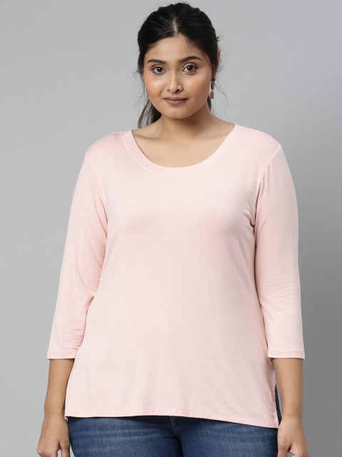 

The Pink Moon Women Peach-Coloured Raw Edge T-shirt