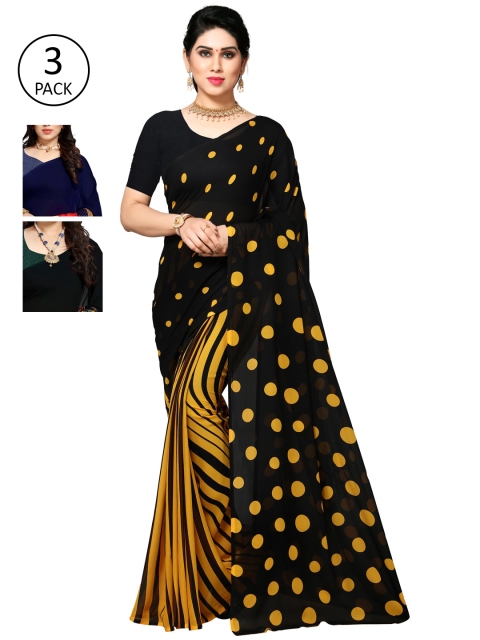 

KALINI Multicoloured Set of 3 Poly Georgette Saree, Multi