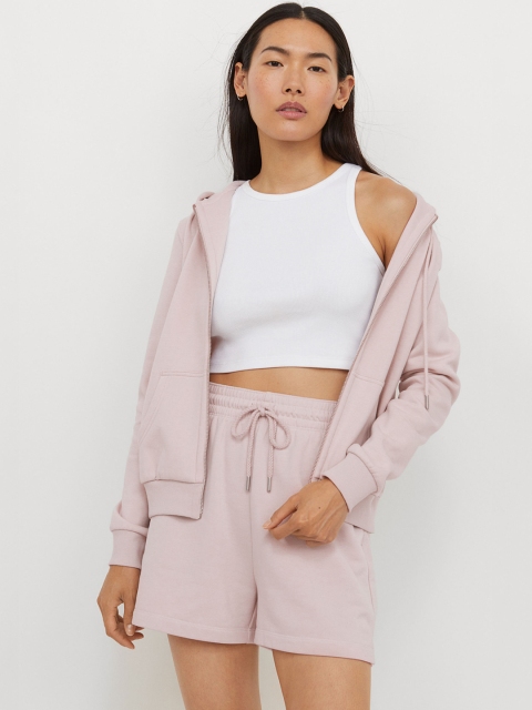 

H&M Women Pink Sweatshirt Shorts