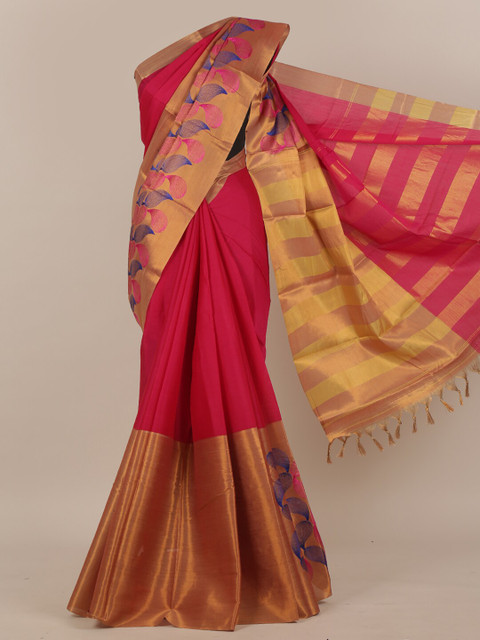 

Pothys Pink & Blue Zari Art Silk Saree