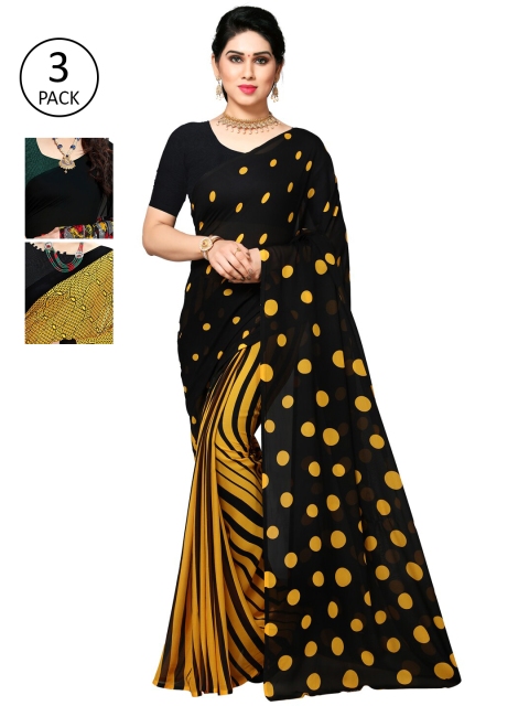 

KALINI Multicoloured Set of 3 Poly Georgette Saree, Multi