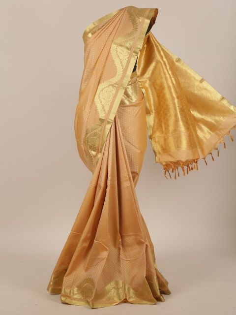 

Pothys Beige & Gold-Toned Ethnic Motifs Zari Art Silk Saree