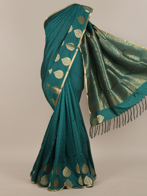

Pothys Green & Gold-Toned Ethnic Motifs Zari Art Silk Saree
