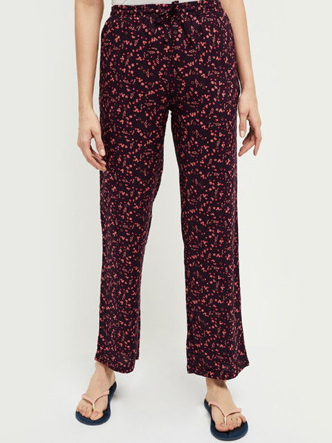 

max Women Burgundy & Red Printed Lounge Pants