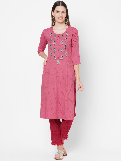 

FASHOR Women Pink Floral Kurta