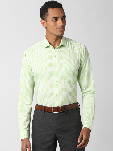 

Peter England Men Green Multi Striped Formal Shirt