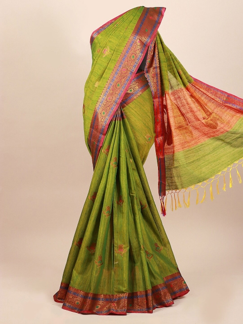 

Pothys Green Woven Design Zari Cotton Blend Saree