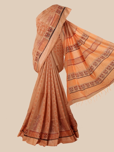 

Pothys Peach & Brown Jute Cotton Saree