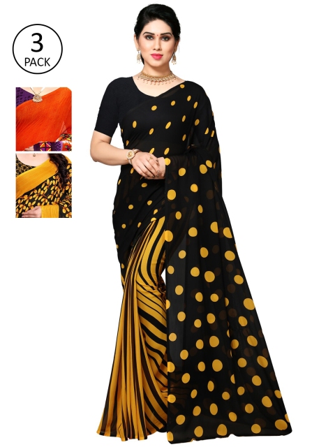 

KALINI Orange & Yellow Pack of 3 Saree