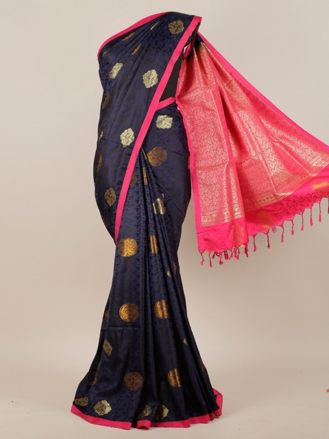 

Pothys Navy Blue & Pink Woven Design Art Silk Saree