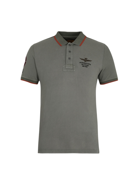 

Aeronautica Militare Men Olive Green Polo Collar T-shirt