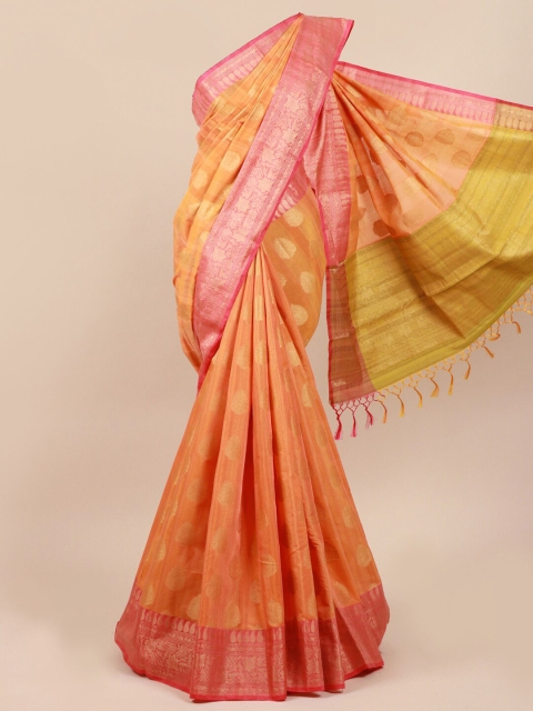 

Pothys Orange & Pink Ethnic Motifs Cotton Blend Saree