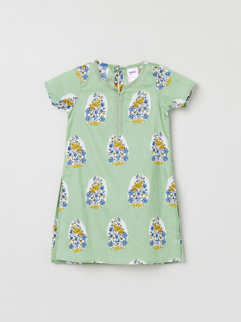 

max Girls Green Ethnic Motifs Printed Kurta