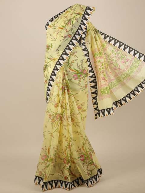

Pothys Yellow & Pink Floral Pure Cotton Saree