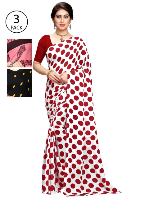 

KALINI Yellow & Pink Pack of 3 Saree