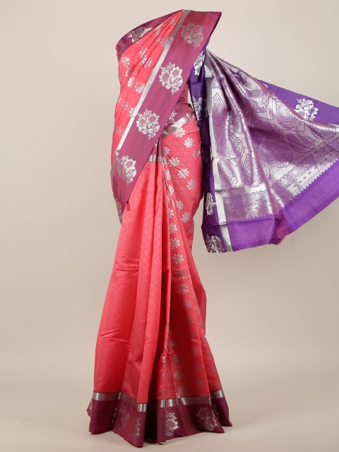 

Pothys Pink & Purple Floral Zari Art Silk Saree