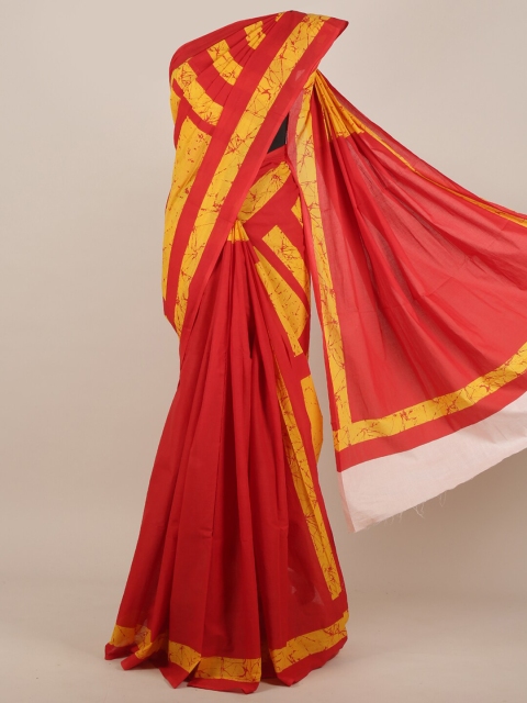 

Pothys Yellow & Red Batik Saree