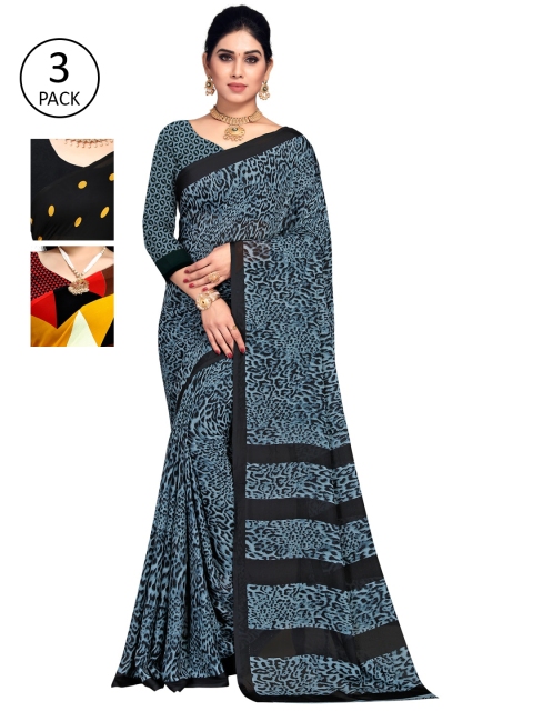 

KALINI Black & Yellow Pack of 3 Saree