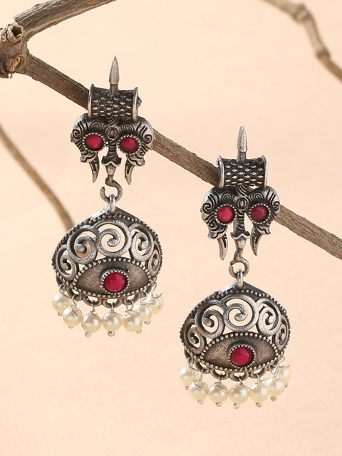 

Fabstreet Silver-Toned Classic Jhumkas Earrings