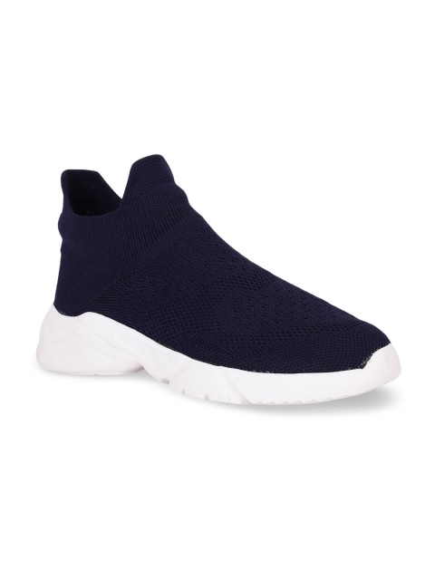 

Bruno Manetti Men Navy Blue Woven Design Slip-On Sneakers