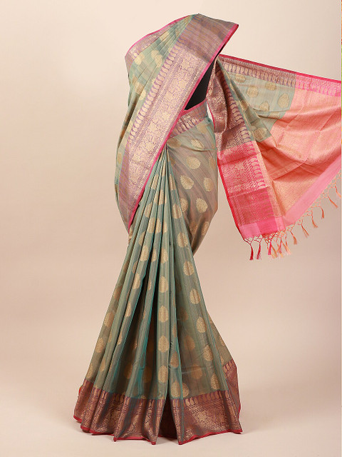 

Pothys Green & Pink Ethnic Motifs Cotton Blend Saree
