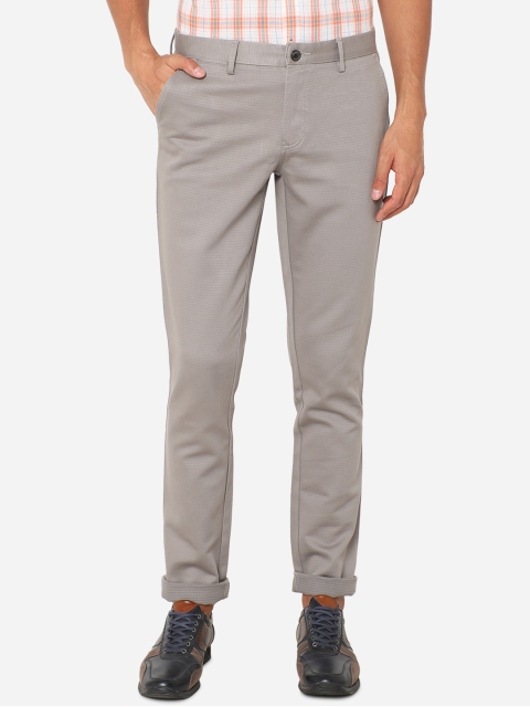 

JADE BLUE Men Grey Slim Fit Regular Trousers