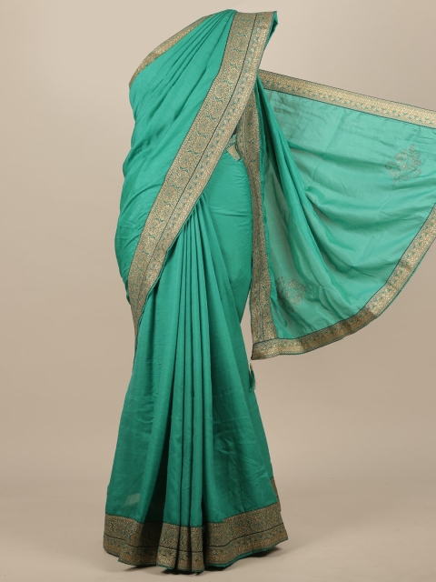 

Pothys Green & Gold-Toned Zari Jute Silk Saree