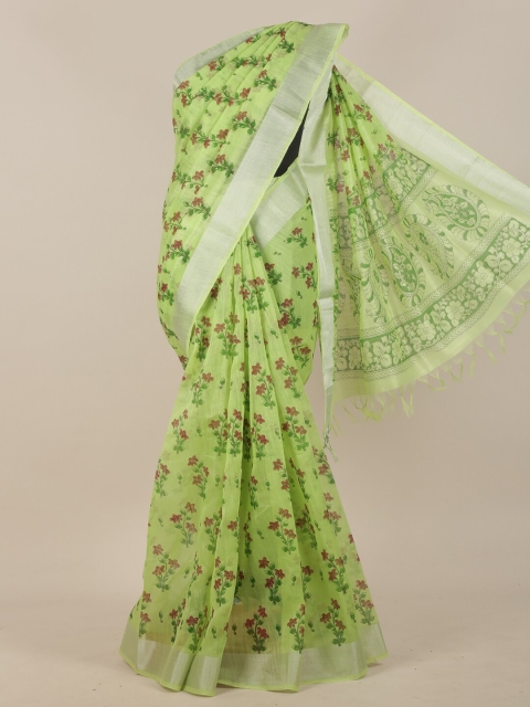 

Pothys Green & Red Floral Zari Saree