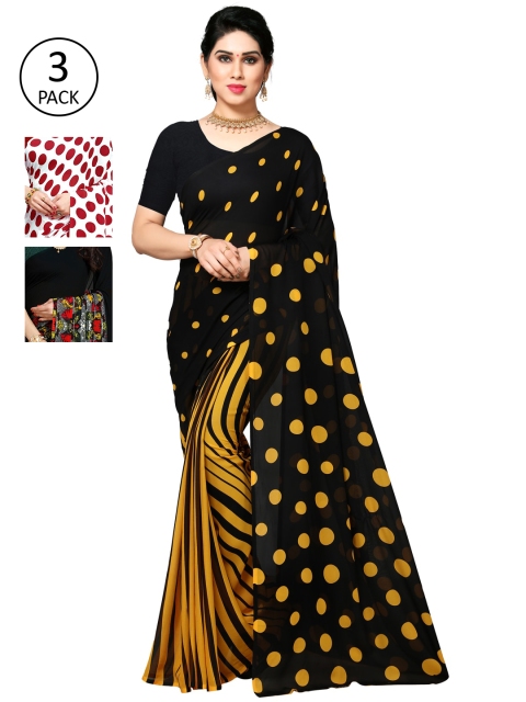 

KALINI Pack of 3 Printed Poly Georgette Saree, Multi