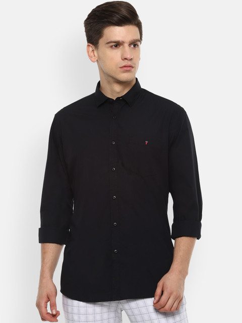 

Louis Philippe Jeans Men Black Slim Fit Casual Cotton Shirt