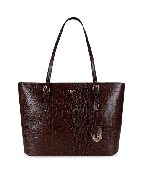 

Da Milano Brown Animal Textured Leather Structured Shoulder Bag