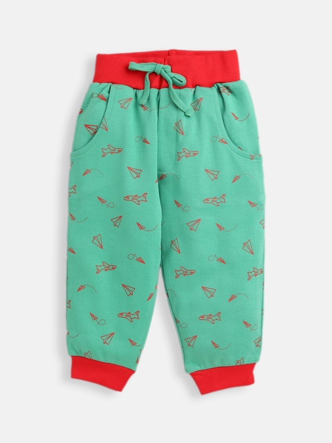 

TAMBOURINE Infant Boys Green & Red Printed Pure Cotton Joggers