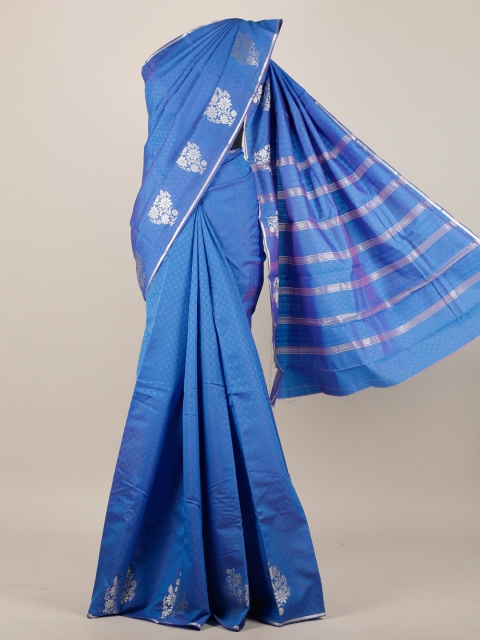 

Pothys Blue & Silver-Toned Floral Art Silk Saree