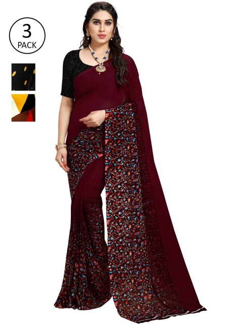 

KALINI Pack of 3 Printed Poly Georgette Saree, Multi