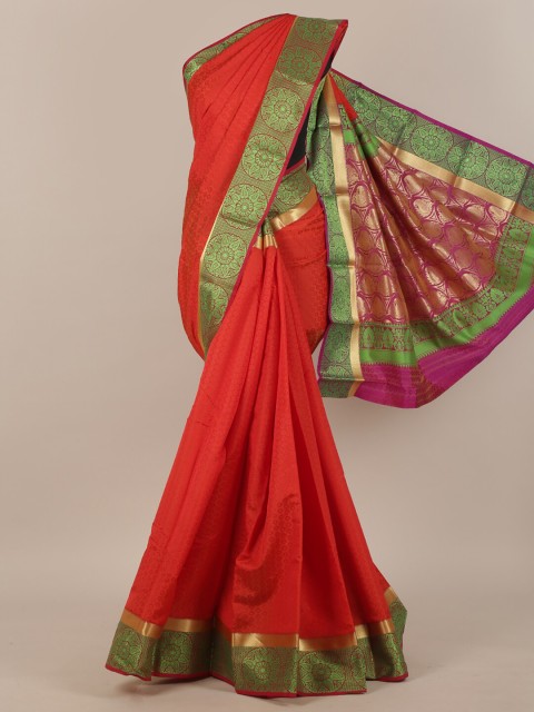 

Pothys Red & Green Ethnic Motifs Zari Art Silk Saree