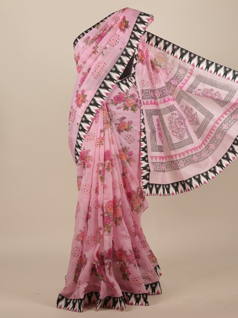 

Pothys Pink & Orange Floral Pure Cotton Saree