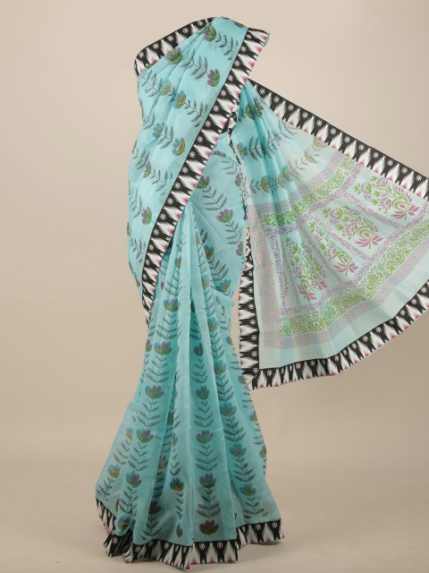 

Pothys Blue & Black Floral Pure Cotton Saree