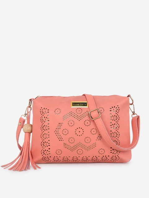 

Stropcarry Orange Structured Sling Bag with Cut Work