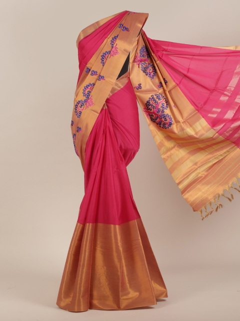 Pothys Pink & Blue Zari Art Silk Saree