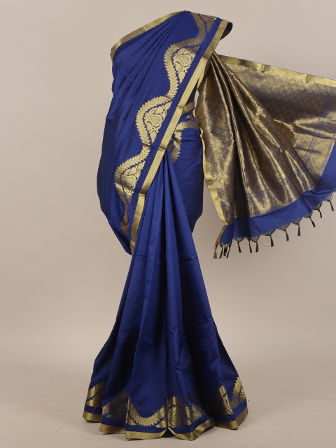 

Pothys Blue & Gold-Toned Woven Design Zari Art Silk Saree