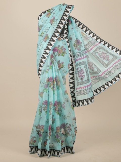 

Pothys Blue & Black Floral Pure Cotton Saree