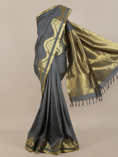 

Pothys Grey & Gold-Toned Woven Design Art Silk Saree