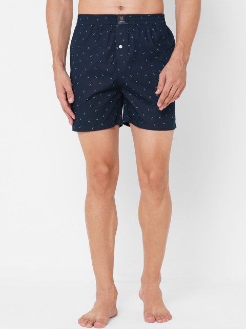 

URBAN SCOTTISH Men Navy Blue Printed Pure Cotton Boxers USBX2175-S