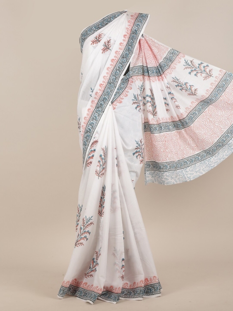 

Pothys White & Pink Floral Saree