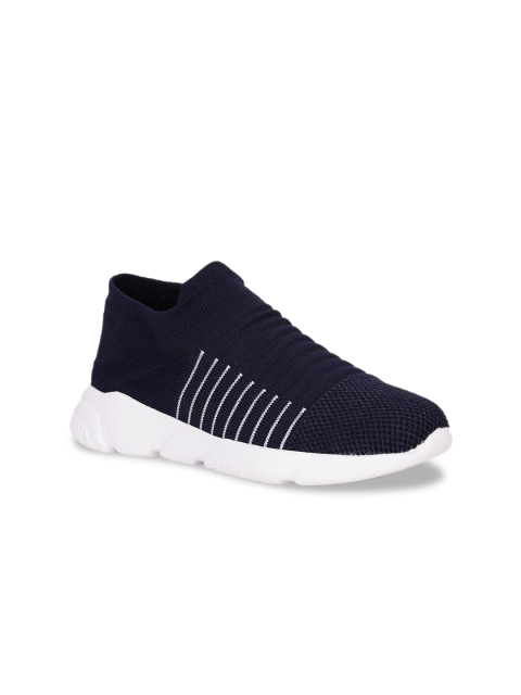 

Bruno Manetti Men Navy Blue Woven Design Slip-On Sneakers