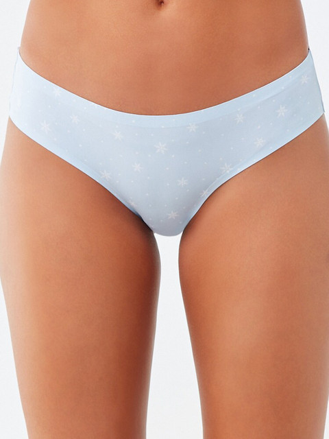 

FOREVER 21 Blue & White Snowflake Printed Hipster Panty