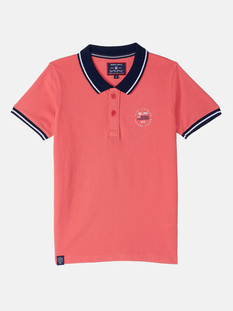 

Monte Carlo Boys Coral Pink Polo Collar Applique T-shirt