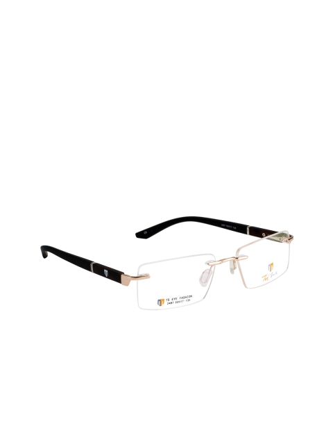 

Ted Smith Unisex Black & Gold-Toned Rimless Wayfarer Frames