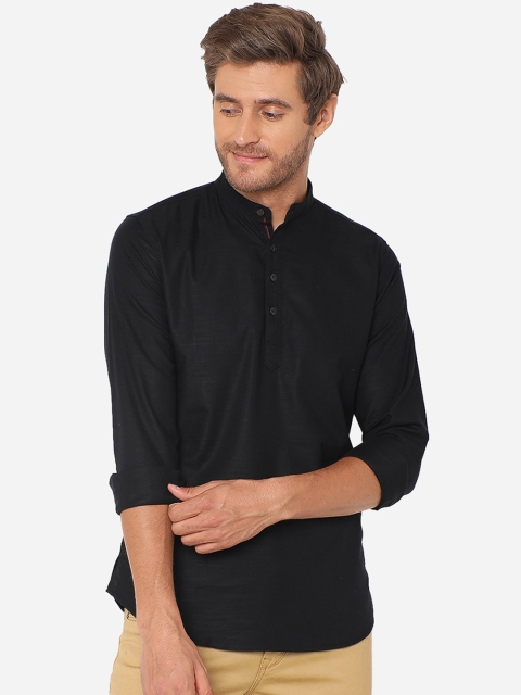 

JADE BLUE Men Black Pure Cotton Slim Fit Casual Shirt