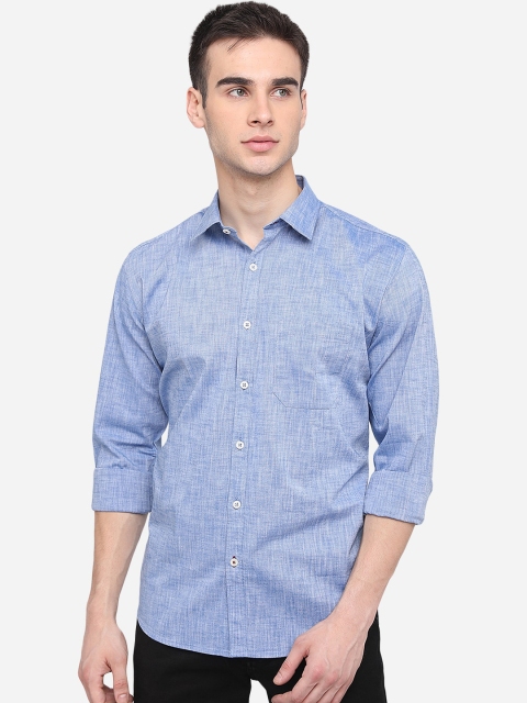 

Greenfibre Men Blue Slim Fit Pure Cotton Casual Shirt